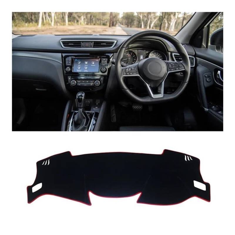 Armaturenbrettabdeckung Auto Dashboard Abdeckung Matte Sonnenschutz Pad Instrument Panel Teppiche Für Qashqai J11 2014-2020 Zubehör(RHD Red Side) von Dusibulv