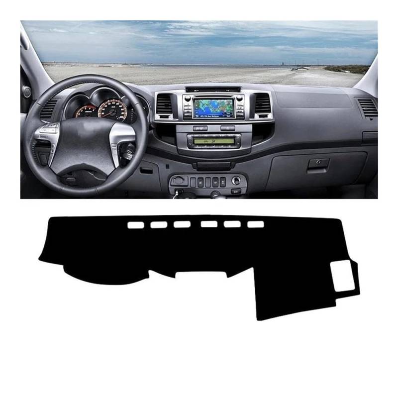 Armaturenbrettabdeckung Auto Dashboard Abdeckung Matte Sonnenschutz Pad Teppich Schutz Zubehör Für Fortuner SW4 Für Hilux Für VIGO SR5 SR AN50 AN60 2005-2014(A LHD Black Side) von Dusibulv