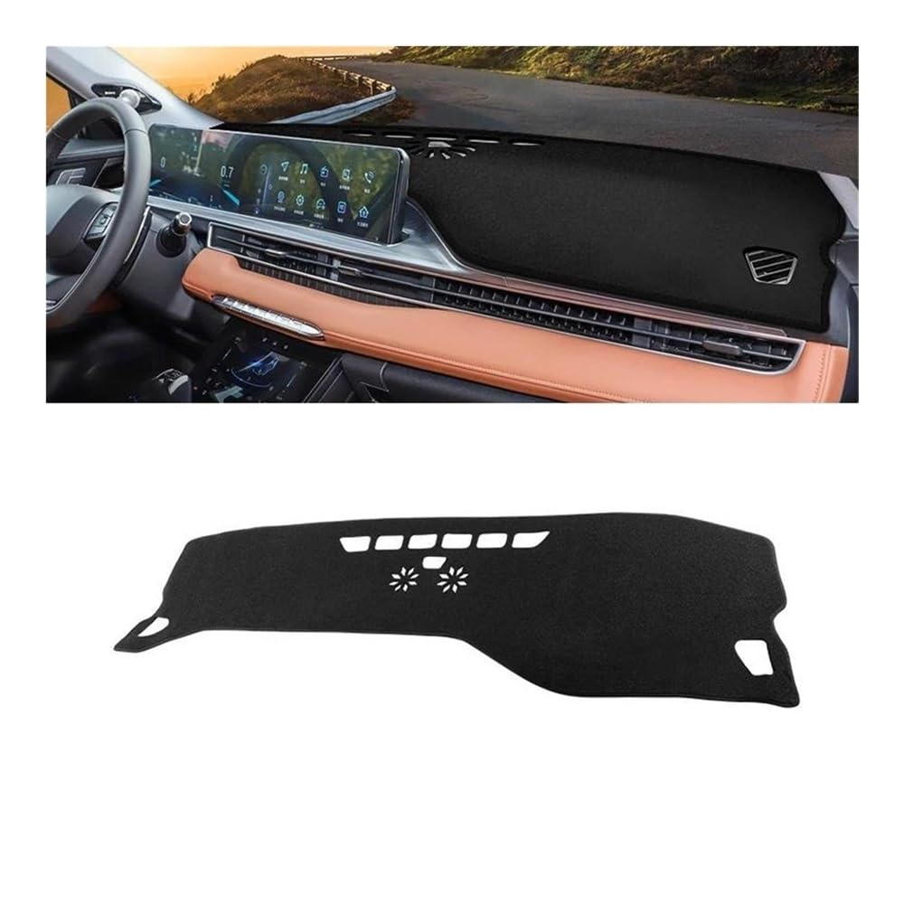 Armaturenbrettabdeckung Auto Dashboard Abdeckung Sonnenschutz Vermeiden Licht Matte Pad Instrument Panel Teppiche Zubehör Für Chery Für Tiggo 7 Pro Max 2021 2022 2023 LHD(A Black Side) von Dusibulv