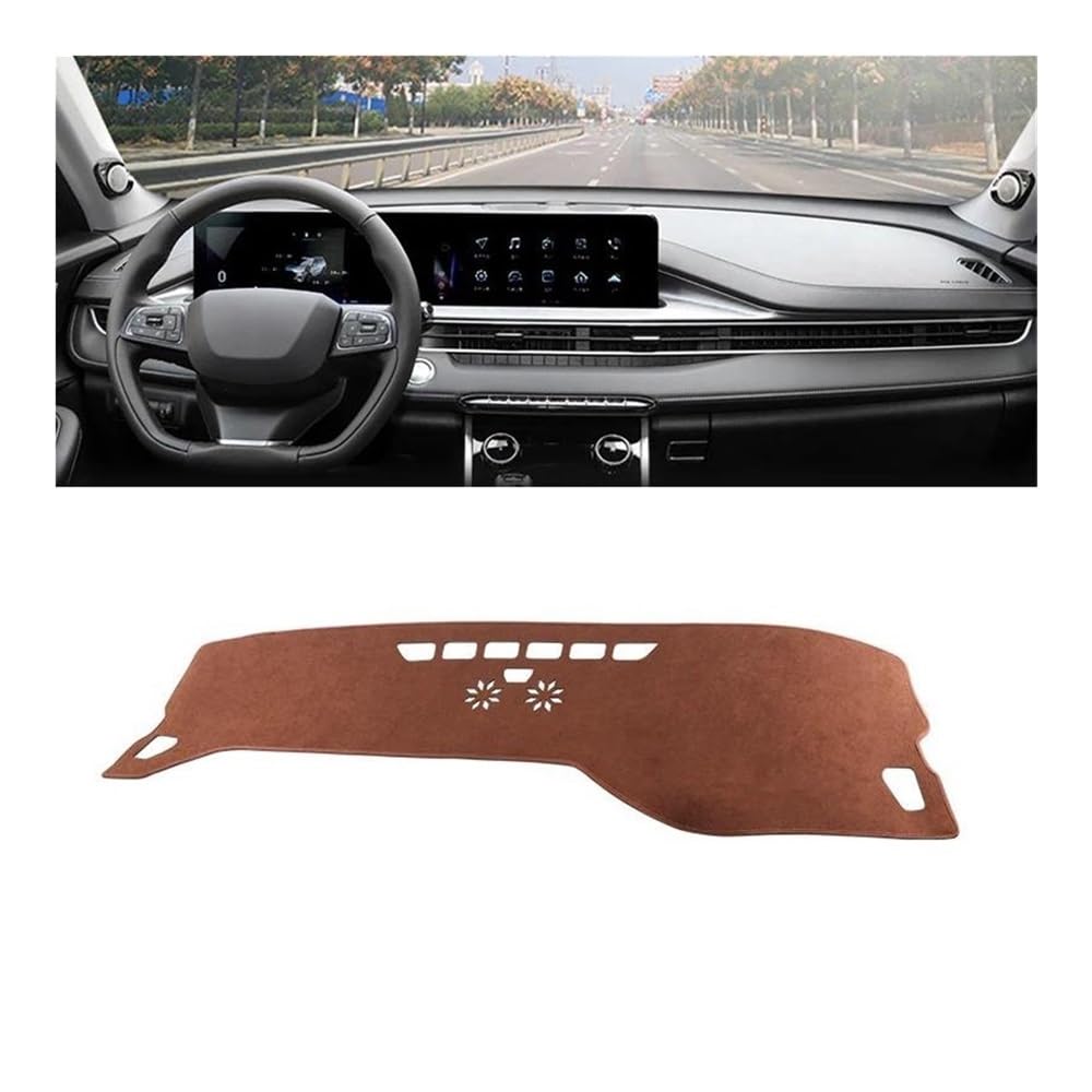 Armaturenbrettabdeckung Auto Dashboard Abdeckung Sonnenschutz Vermeiden Licht Matte Pad Instrument Panel Teppiche Zubehör Für Chery Für Tiggo 7 Pro Max 2021 2022 2023 LHD(B Brown) von Dusibulv