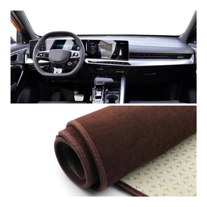 Armaturenbrettabdeckung Auto Zubehör Für MG ONE 2022 2023 Dashboard Abdeckung Sonnenschutz Vermeiden Licht Matte Instrument Panel Anti-UV Nicht-Slip Teppiche(B Brown) von Dusibulv