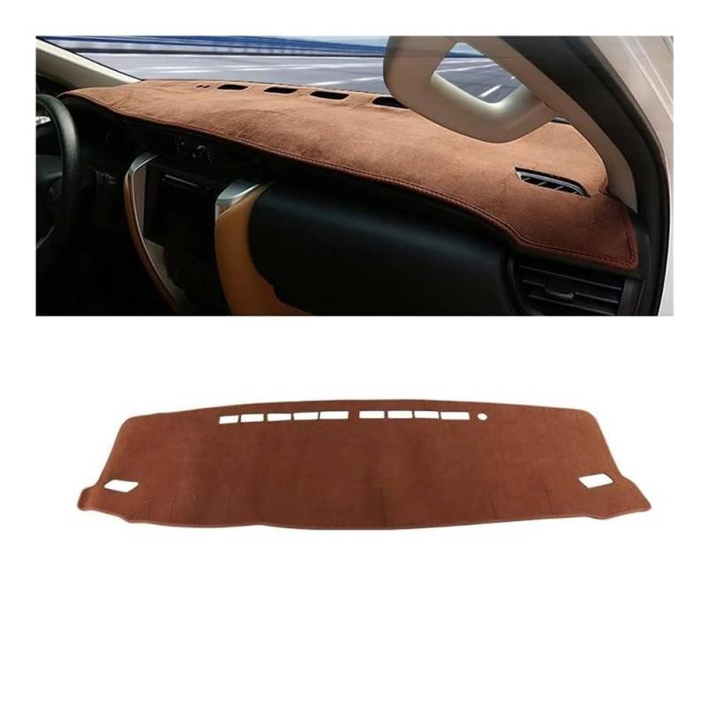 Armaturenbrettabdeckung Für Für Fortuner AN150 AN160 2015-2023 Auto Armaturenbrettabdeckung Vermeiden Sie Lichtpad Anti-UV-Teppichmatte(Brown LHD) von Dusibulv