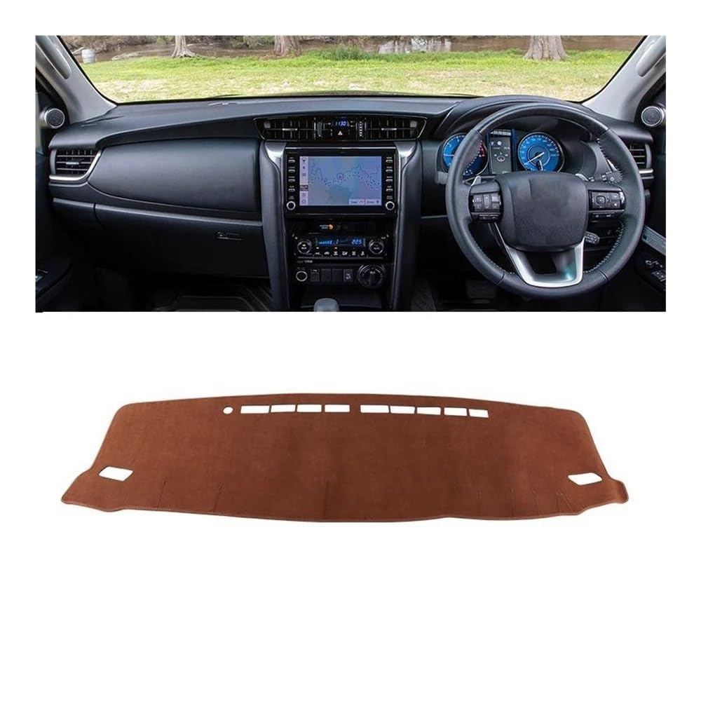 Armaturenbrettabdeckung Für Für Fortuner AN150 AN160 2015-2023 Auto Armaturenbrettabdeckung Vermeiden Sie Lichtpad Anti-UV-Teppichmatte(Brown RHD) von Dusibulv