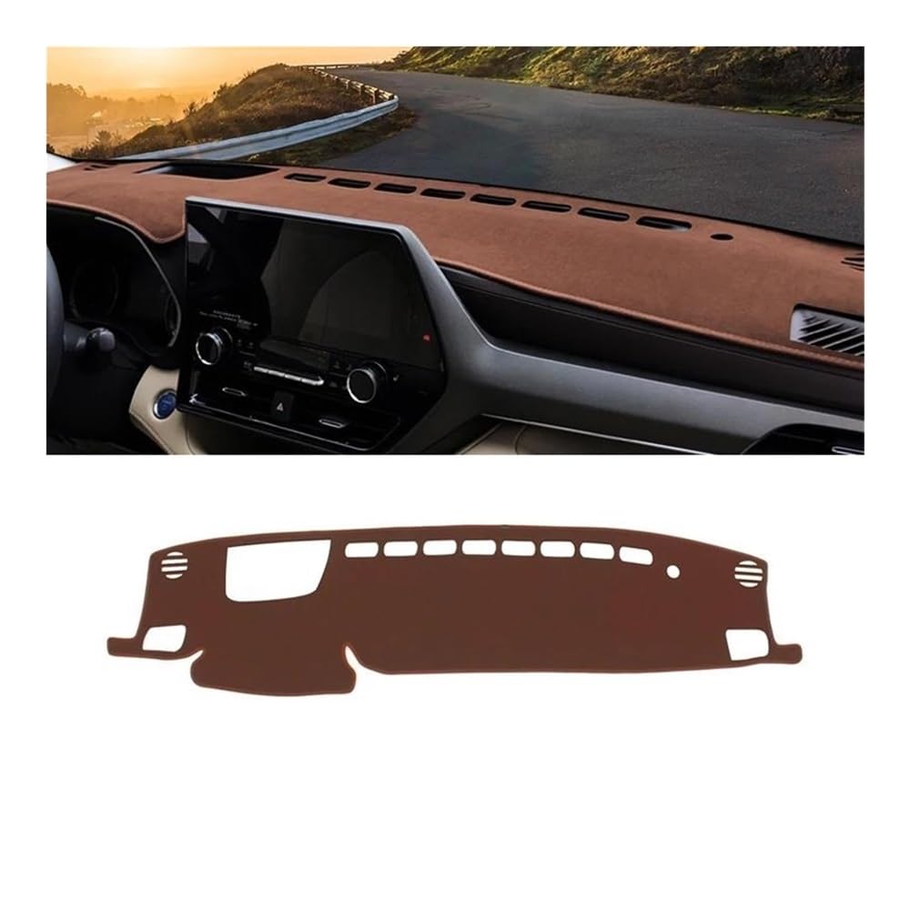 Armaturenbrettabdeckung Für Highlander Für Kluger XU70 2020-2023 Auto Dashboard Sonnenschutz Vermeiden Licht Matte Pad Abdeckung Teppiche Zubehör(LHD Brown) von Dusibulv