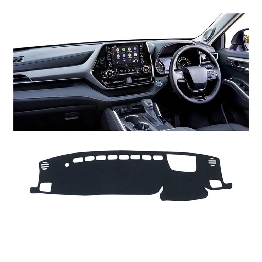 Armaturenbrettabdeckung Für Highlander Für Kluger XU70 2020-2023 Auto Dashboard Sonnenschutz Vermeiden Licht Matte Pad Abdeckung Teppiche Zubehör(RHD Black) von Dusibulv