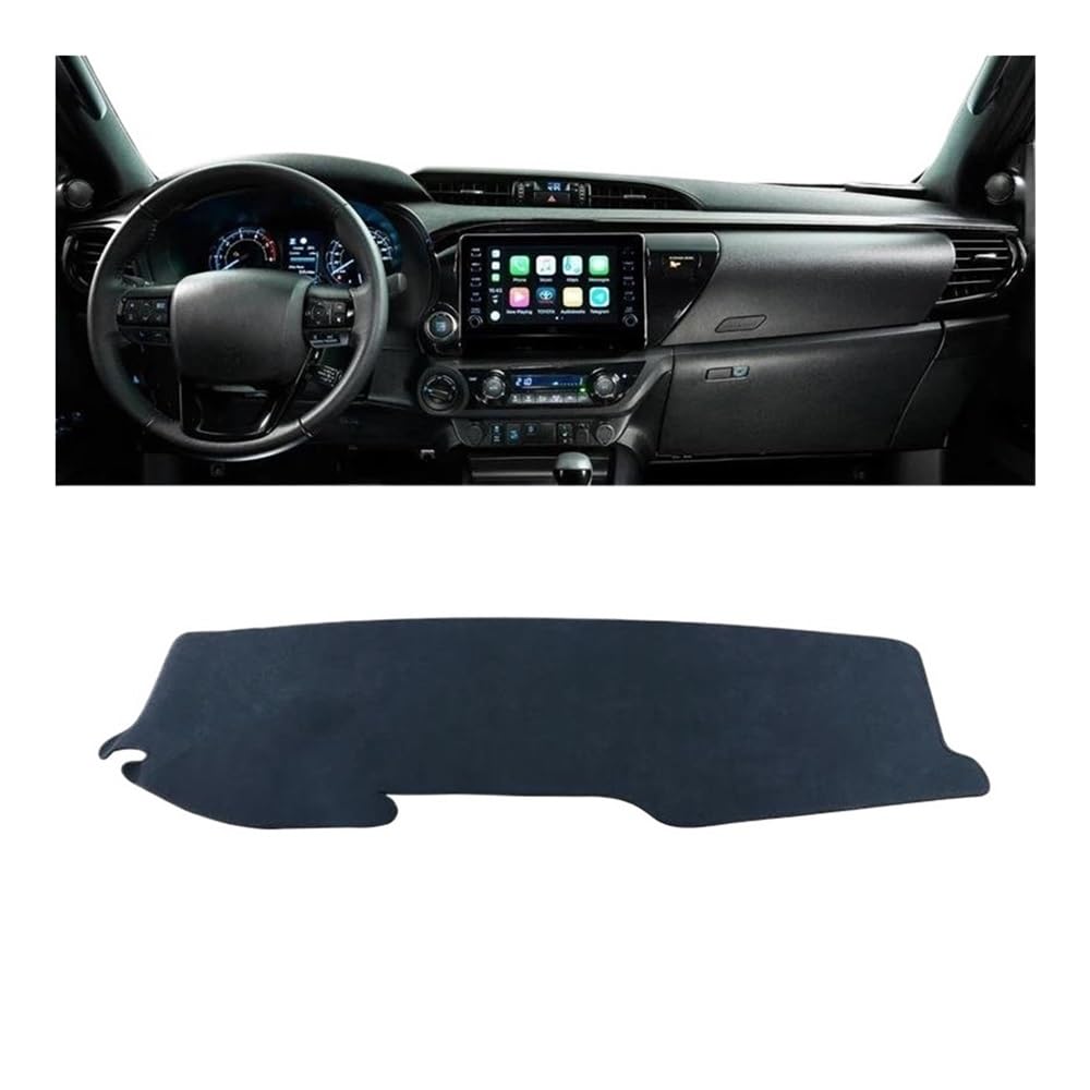 Armaturenbrettabdeckung Für Hilux Für VIGO SR5 SR AN120 AN130 2015-2023 Dashboard Matte Teppiche Anti-Uv Auto Abdeckung Sonnenschirm Zubehör(LHD Black) von Dusibulv