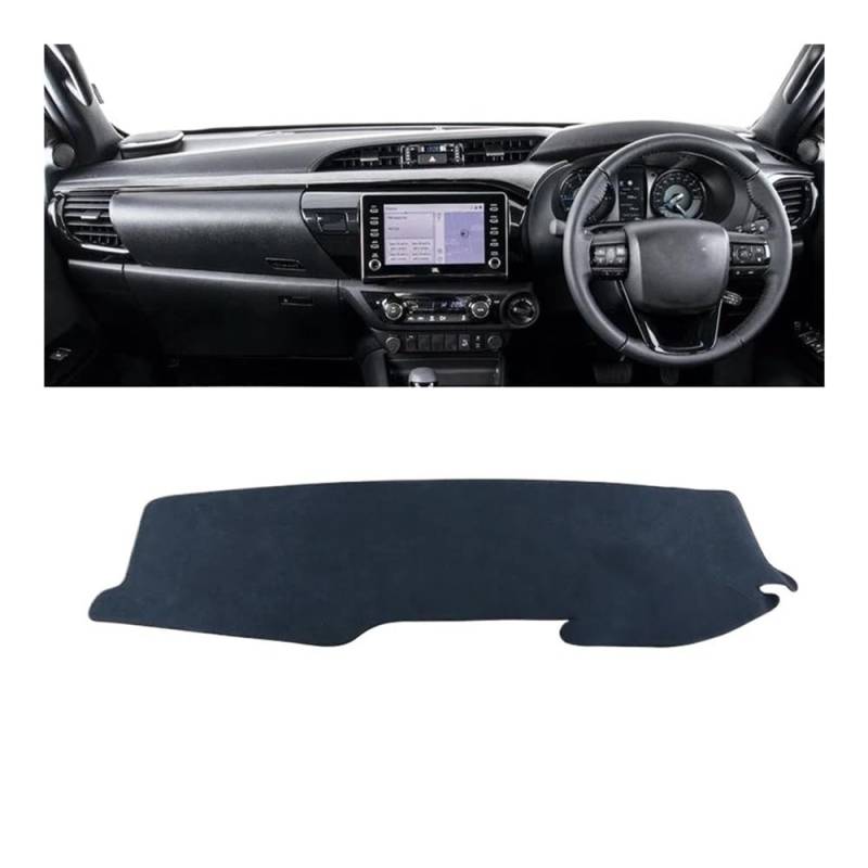 Armaturenbrettabdeckung Für Hilux Für VIGO SR5 SR AN120 AN130 2015-2023 Dashboard Matte Teppiche Anti-Uv Auto Abdeckung Sonnenschirm Zubehör(RHD Black) von Dusibulv