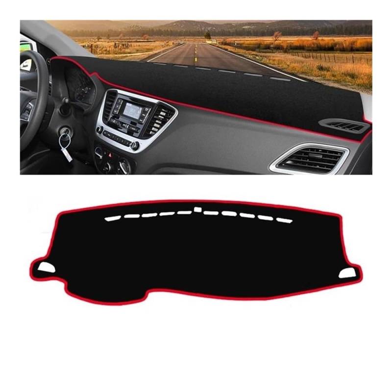 Armaturenbrettabdeckung Für Hyundai Für Accent Für Solaris 2 HC 2017-2020 Auto Dashboard Sonnenschutz Vermeiden Licht Matte Pad Instrument Scheibe Abdeckung Teppiche(A Black Side) von Dusibulv