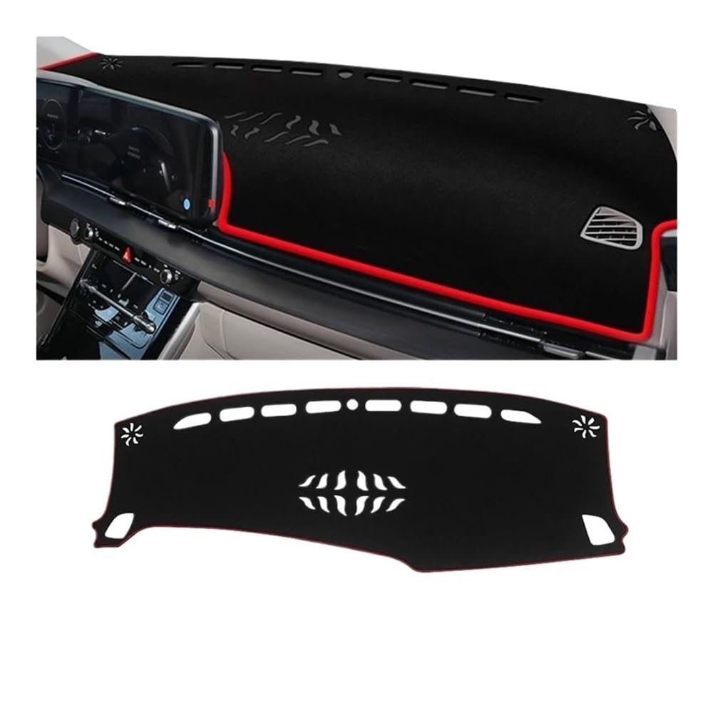 Armaturenbrettabdeckung Für Kia Für Karneval KA4 2020-2023 Auto Dashboard Abdeckung Sonnenschutz Vermeiden Licht Matte Pad Instrument Panel Teppiche Zubehör(A LHD Red side) von Dusibulv