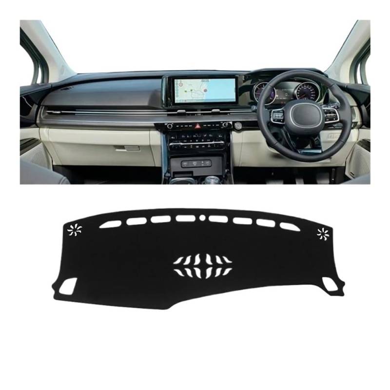 Armaturenbrettabdeckung Für Kia Für Karneval KA4 2020-2023 Auto Dashboard Abdeckung Sonnenschutz Vermeiden Licht Matte Pad Instrument Panel Teppiche Zubehör(A RHD Black side) von Dusibulv