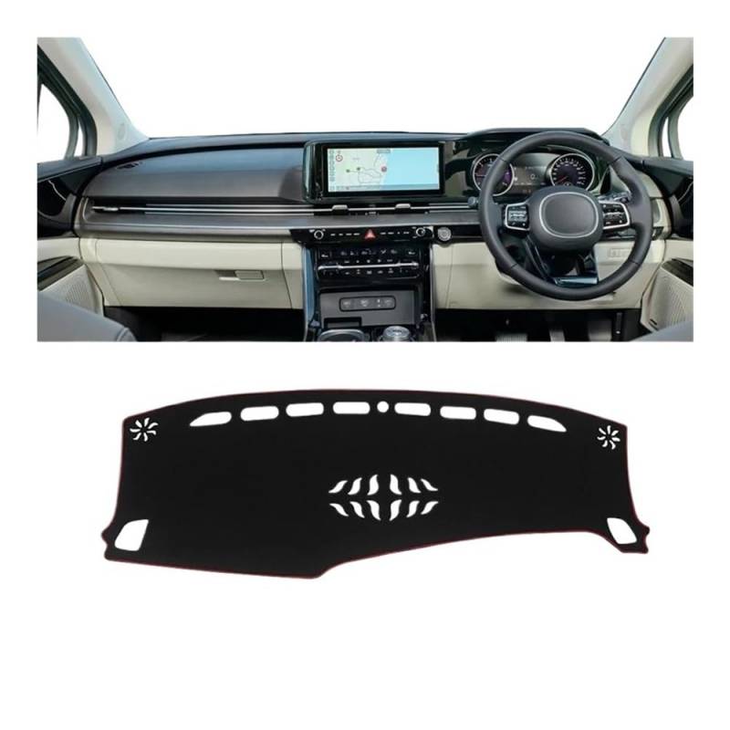 Armaturenbrettabdeckung Für Kia Für Karneval KA4 2020-2023 Auto Dashboard Abdeckung Sonnenschutz Vermeiden Licht Matte Pad Instrument Panel Teppiche Zubehör(A RHD Red side) von Dusibulv