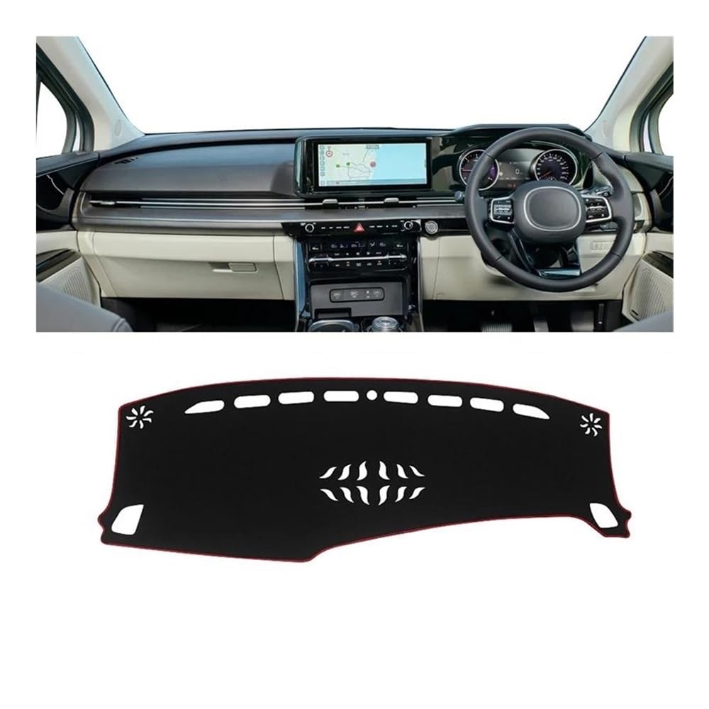 Armaturenbrettabdeckung Für Kia Für Karneval KA4 2020-2024 Auto Dashboard Abdeckung Matte Dash Board Sonnenschutz Pad Anti-Uv Nicht-slip Matten Zubehör(A Red Side RHD) von Dusibulv