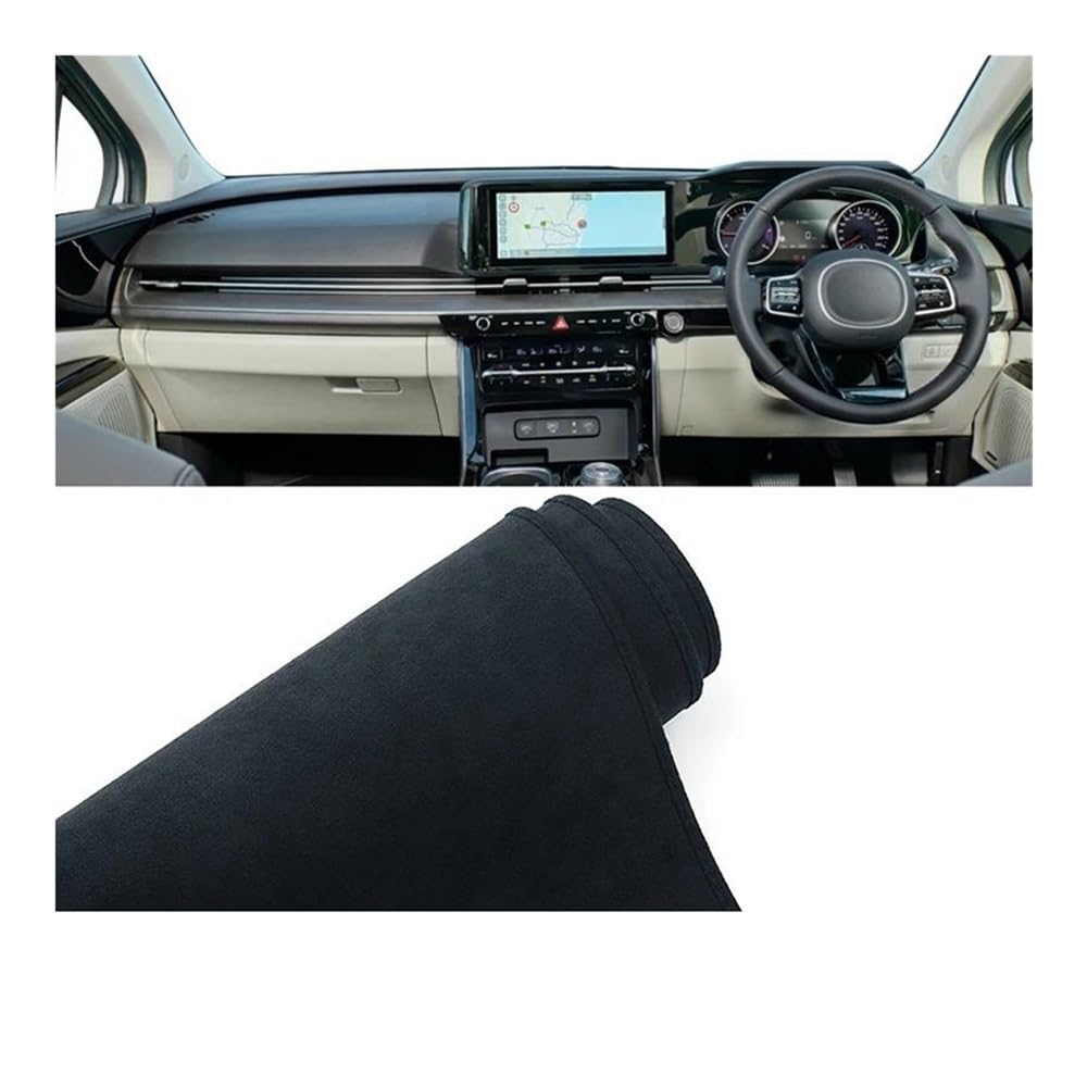 Armaturenbrettabdeckung Für Kia Für Karneval KA4 2020-2024 Auto Dashboard Abdeckung Matte Dash Board Sonnenschutz Pad Anti-Uv Nicht-slip Matten Zubehör(B Black RHD) von Dusibulv