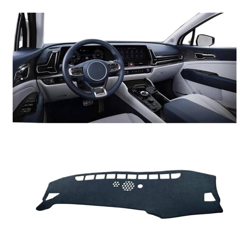 Armaturenbrettabdeckung Für Kia Für Sportage NQ5 GT Für Linie HEV 2022-2024 Auto Dashboard Vermeiden Licht Abdeckung Anti-Uv Nicht-slip Matte Instrument Panel Teppiche(Black LHD) von Dusibulv