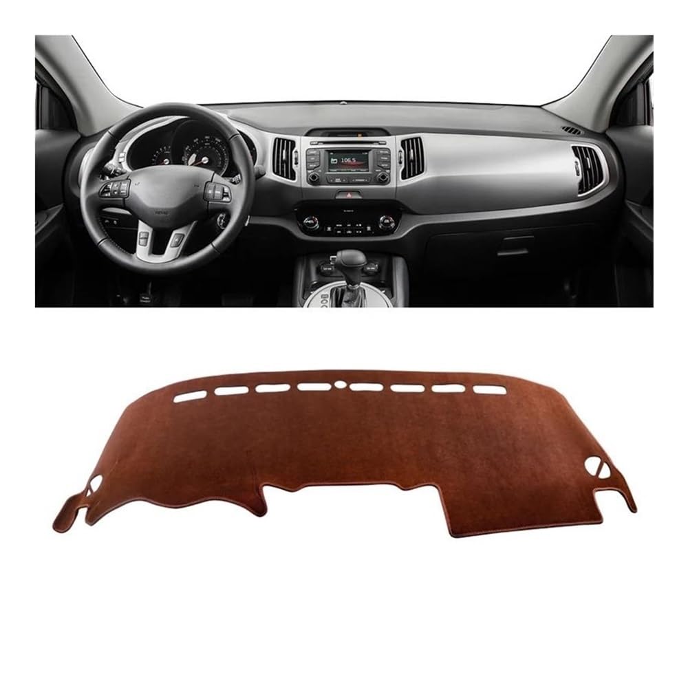 Armaturenbrettabdeckung Für Kia Für Sportage R 3rd 2011-2015 LHD Auto Dashboard Abdeckung Matten Vermeiden Licht Pads Anti-UV Fall Teppiche Zubehör(B Brown) von Dusibulv