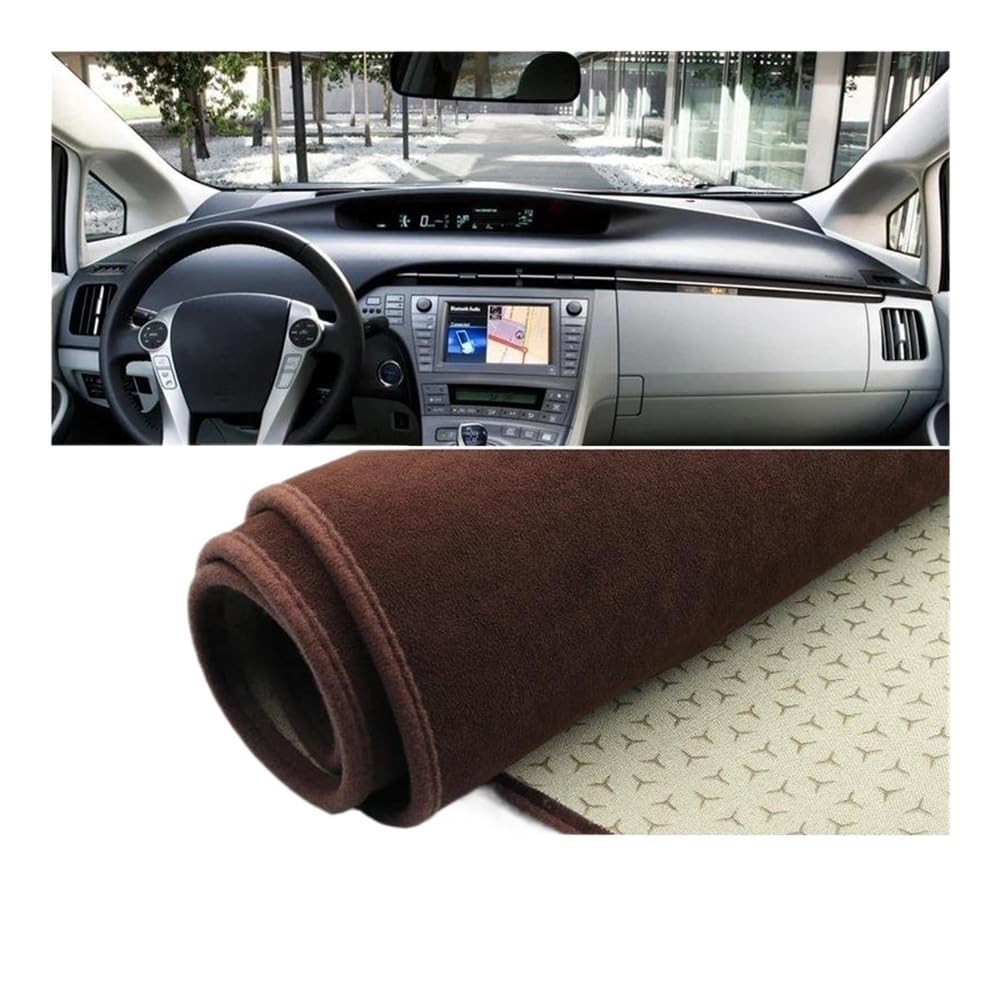 Armaturenbrettabdeckung Für Prius 30 XW30 ZVW30 2010-2015 Auto Armaturenbrett Abdeckung Sonnenschutz Vermeiden Licht Matte Pad Teppiche Zubehör(LHD Brown) von Dusibulv