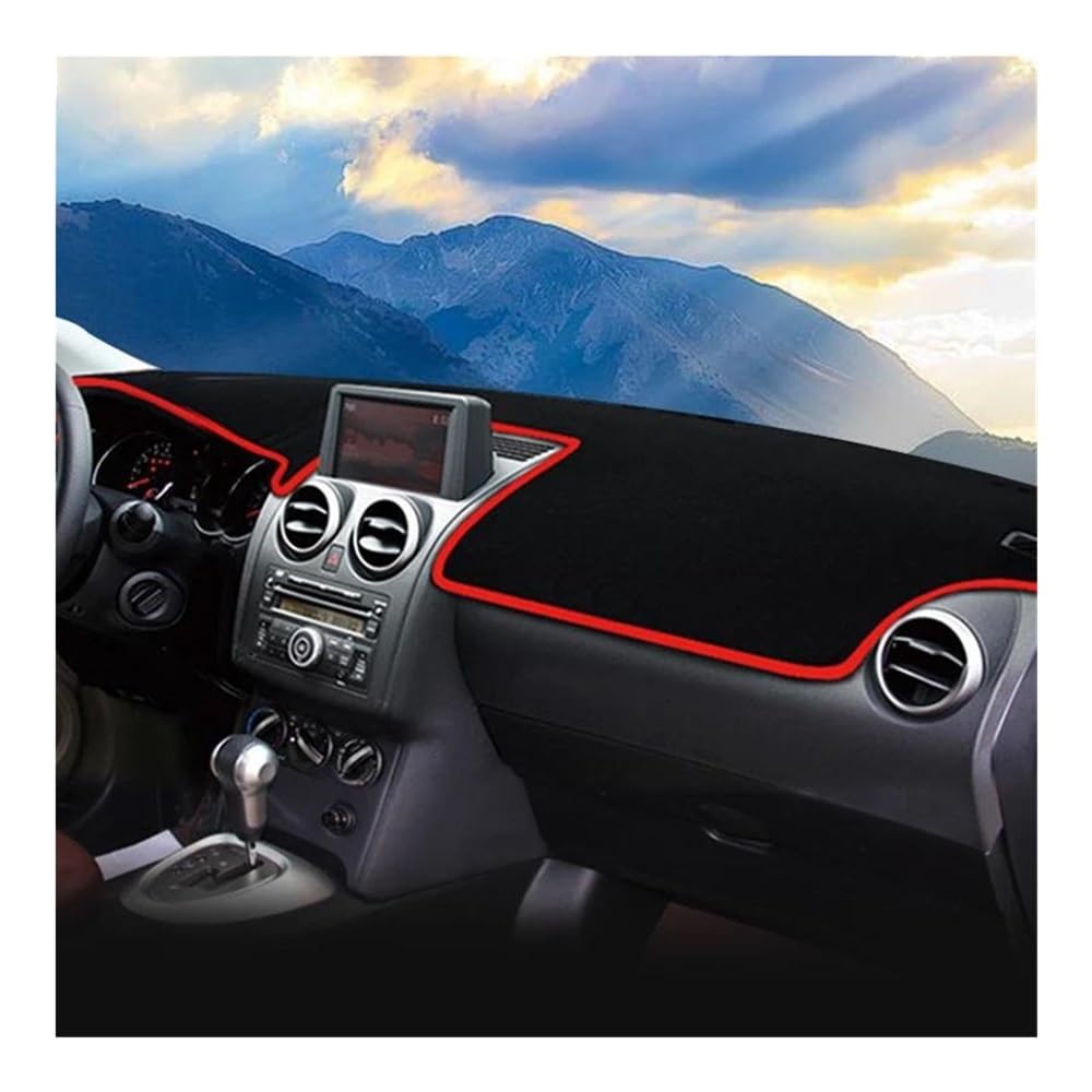 Armaturenbrettabdeckung Für Qashqai J10 2008-2013 Auto Dashboard Sonnenschutz Abdeckung Nicht-slip Matte Teppiche Anti-Uv Fall Zubehör(A With GPS Red) von Dusibulv