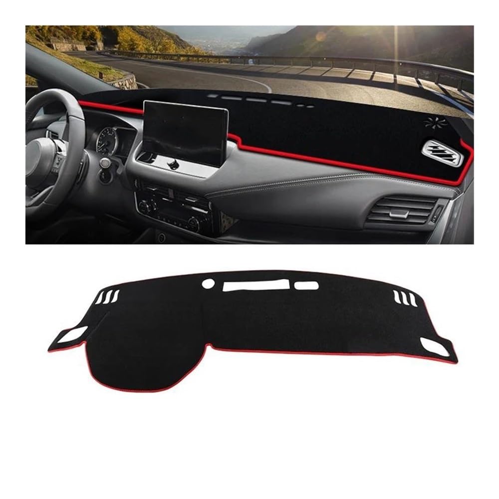 Armaturenbrettabdeckung Für Qashqai J12 E-Power 2021-2024 Auto Dashboard Abdeckung Sonnenschutz Vermeiden Licht Matte Pad Teppiche Anti-uv Zubehör(A LHD Red Side) von Dusibulv