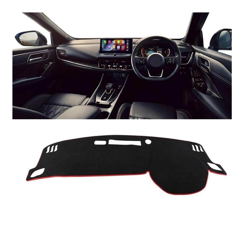 Armaturenbrettabdeckung Für Qashqai J12 E-Power 2021-2024 Auto Dashboard Abdeckung Sonnenschutz Vermeiden Licht Matte Pad Teppiche Anti-uv Zubehör(A RHD Red Side) von Dusibulv