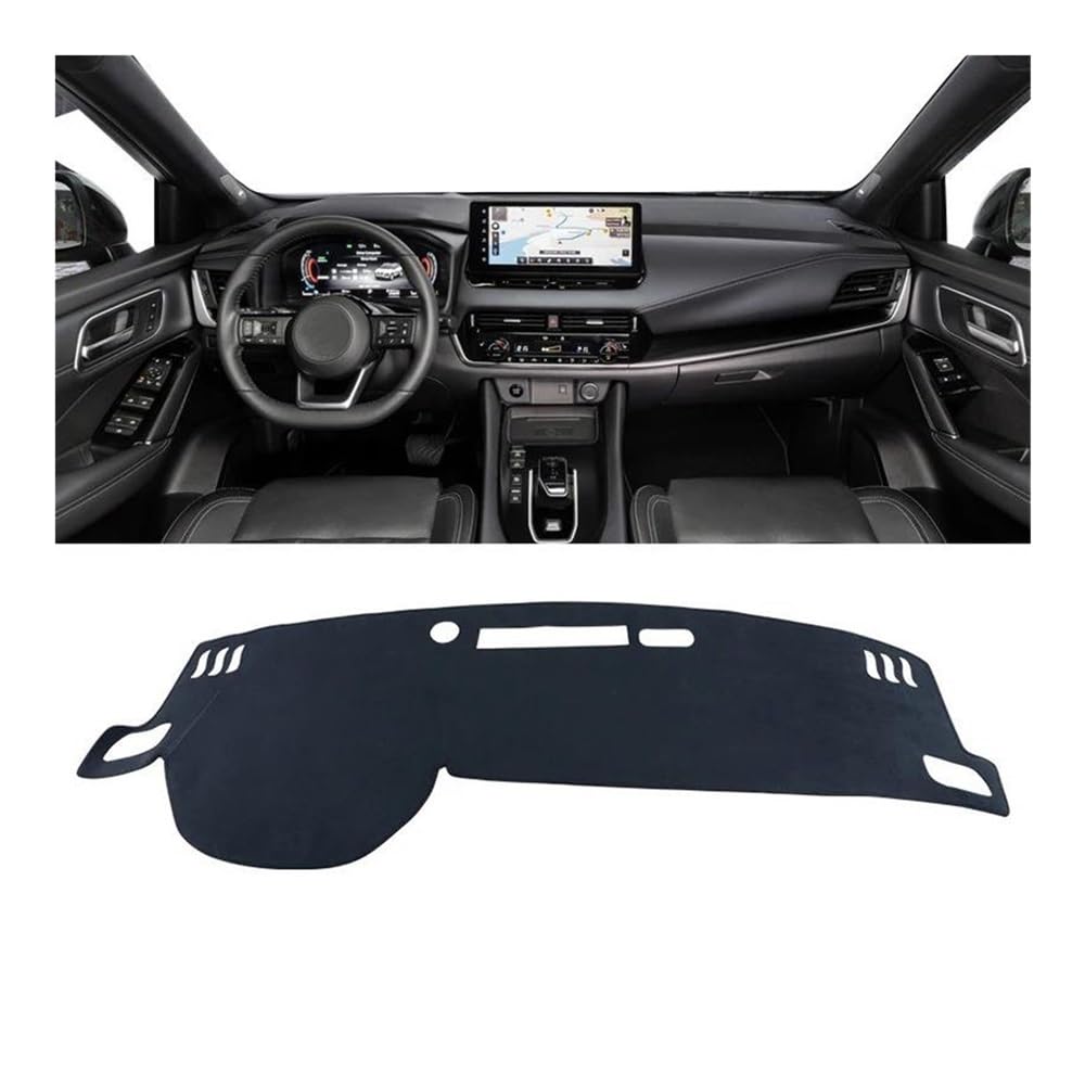 Armaturenbrettabdeckung Für Qashqai J12 E-Power 2021-2024 Auto Dashboard Abdeckung Sonnenschutz Vermeiden Licht Matte Pad Teppiche Anti-uv Zubehör(B LHD Black) von Dusibulv