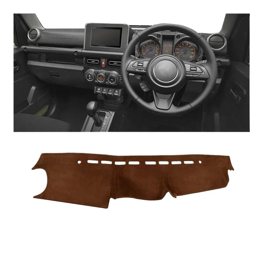 Armaturenbrettabdeckung Für Suzuki Für Jimny JB64 JB74 2019-2023 Auto Dashboard Abdeckung Nicht-Slip Matte Instrument Teppich Schutz Zubehör(RHD Brown) von Dusibulv