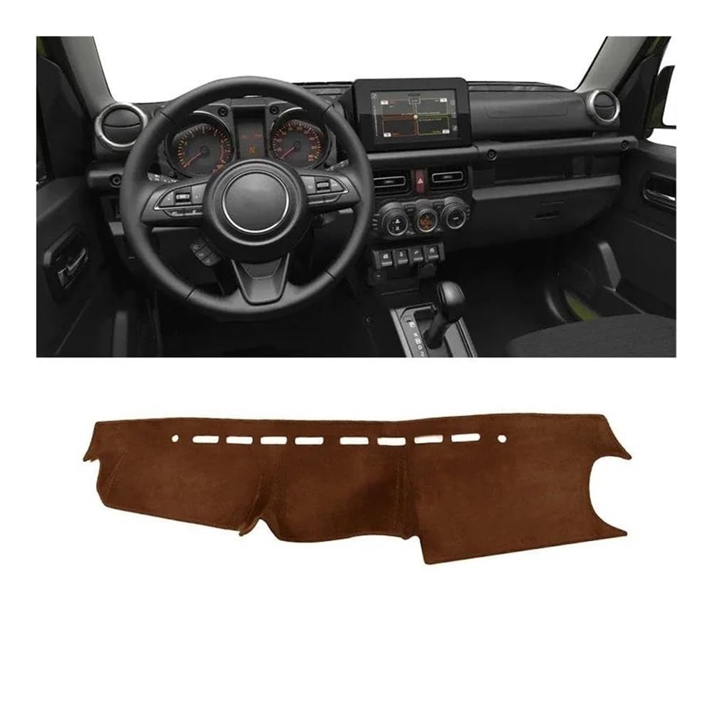 Armaturenbrettabdeckung Für Suzuki Für Jimny JB64 JB74 2019-2023 Auto Dashboard Abdeckung Vermeiden Licht Pad Sonnenschutz Anti-Uv Teppiche Nicht-rutsch Matten(LHD Brown) von Dusibulv