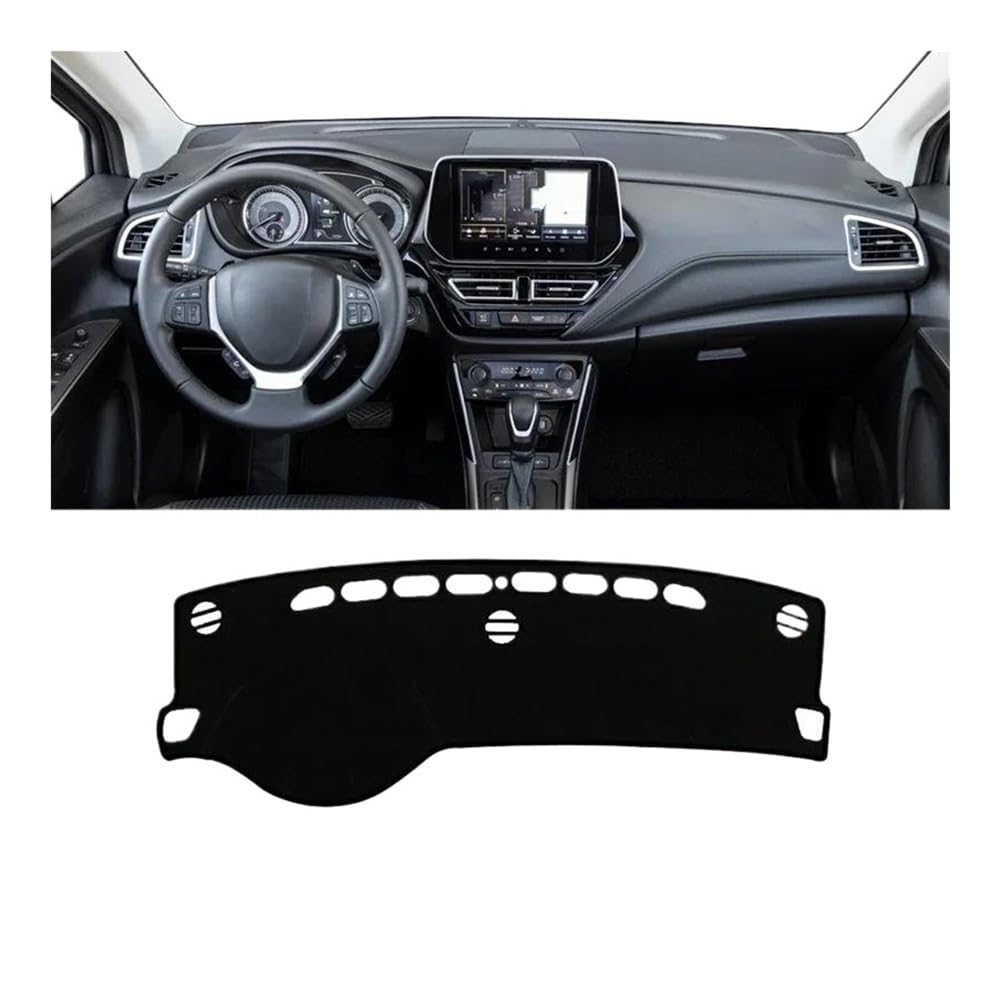 Armaturenbrettabdeckung Für Suzuki Für S-Cross MK3 2022-2024 Auto Dashboard Abdeckung Matte Dash Board Sonnenschutz Anti-Uv Nicht-Slip Pad Schutz Zubehör(A Black Side LHD) von Dusibulv