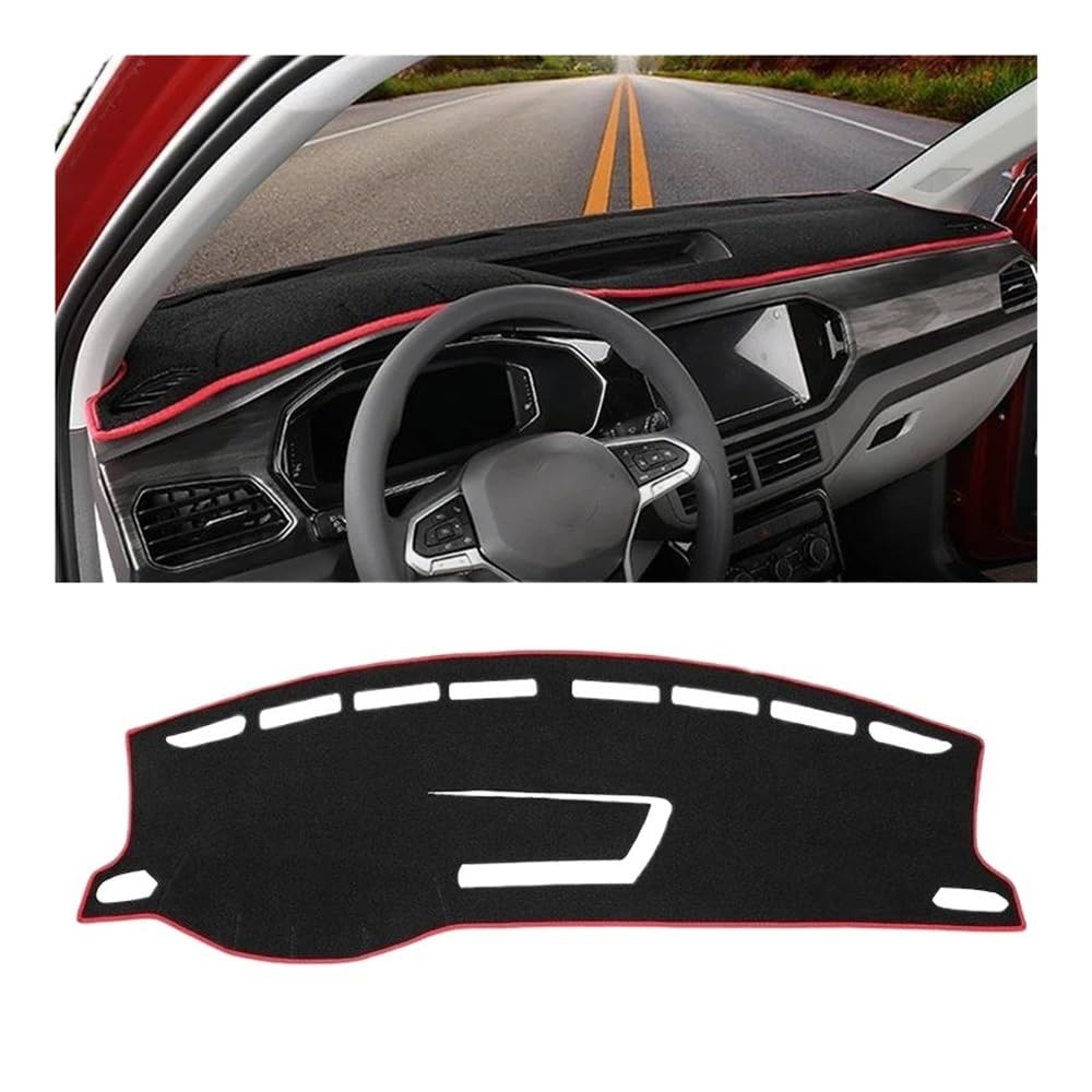 Armaturenbrettabdeckung Für T-CROSS Für T CROSS 2018-2021 LHD Auto Dashboard Abdeckung Matte Sonnenschutz Pad Instrument Panel Teppich Zubehör(Red Side) von Dusibulv