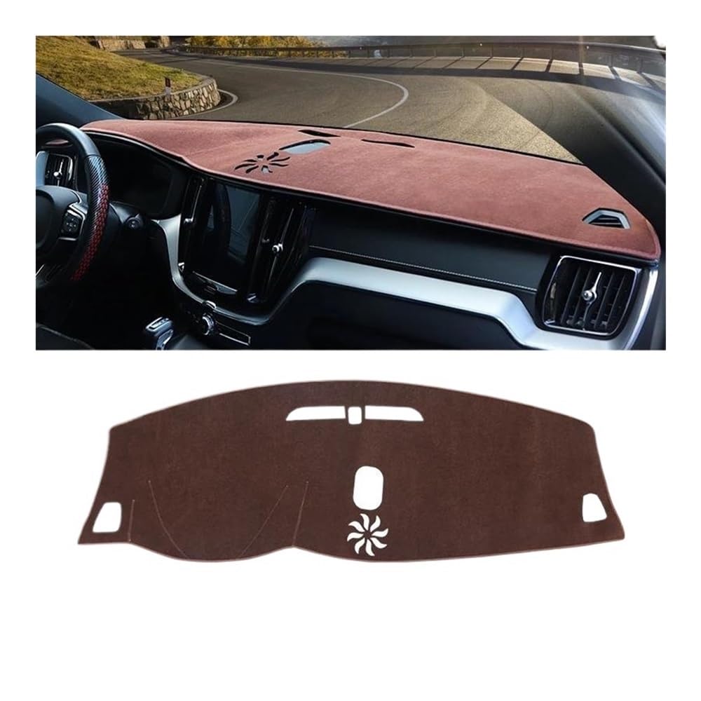 Armaturenbrettabdeckung Für Volvo XC60 2018-2024 Auto Dashboard Abdeckung Matte Auto Dash Board Sonnenschutz Pad Teppiche Schutz Zubehör(Brown) von Dusibulv