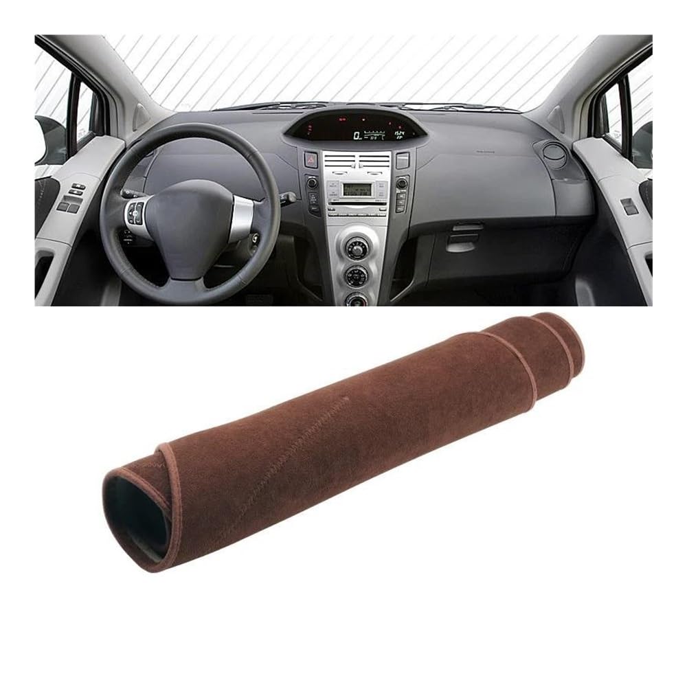 Armaturenbrettabdeckung Für Yaris Für Vitz 2006–2011 Auto-Armaturenbrett-Abdeckung Vermeiden Sie Licht Matte Sonnenschutz Rutschfestes Teppich-Zubehör(B Brown LHD) von Dusibulv