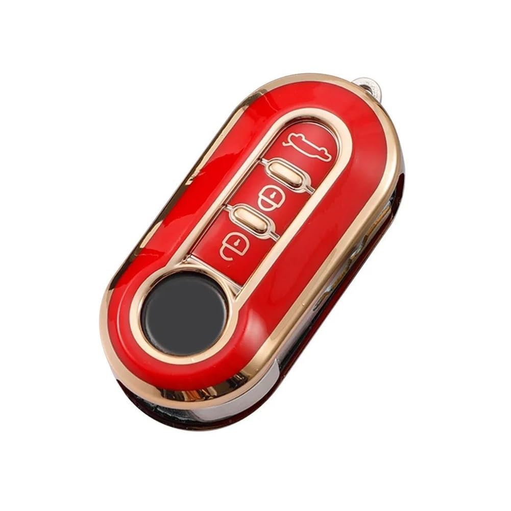 Auto Schlüsselgehäuse 3 Tasten Schlüssel Fall Abdeckung Shell Für Ducato Für Panda Für Punto 500L Für Lancia Für Musa TPU Smart Auto Shell Fob Zubehör Schlüsselhülle Cover(Rood) von Dusibulv