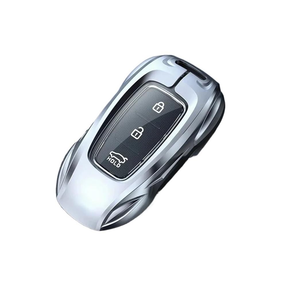 Auto Schlüsselgehäuse Zink-Legierung Silber Auto Schlüssel Fall Keyless Abdeckung Schlüssel Shell Auto Zubehör Für Hyundai Ix35 Ix25 Für Rena Für Elantra Schlüsselhülle Cover(Silver) von Dusibulv