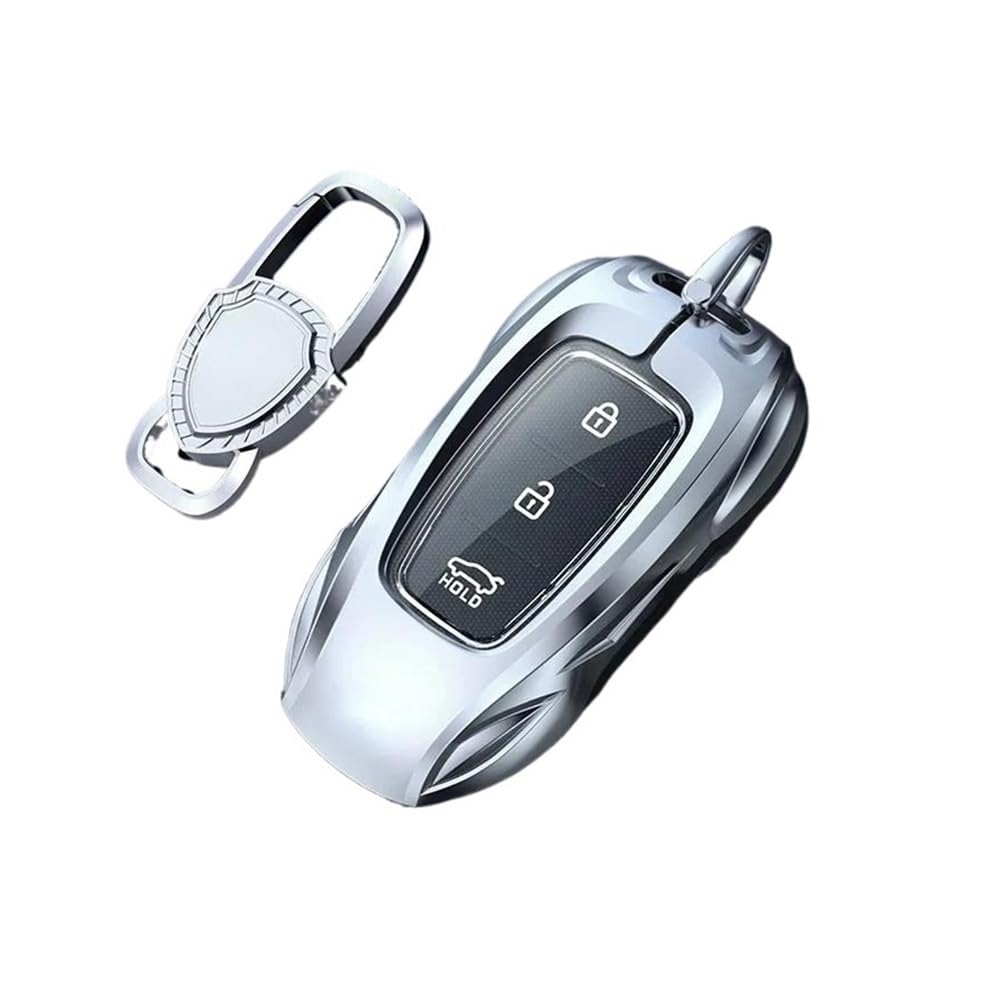 Auto Schlüsselgehäuse Zink-Legierung Silber Auto Schlüssel Fall Keyless Abdeckung Schlüssel Shell Auto Zubehör Für Hyundai Ix35 Ix25 Für Rena Für Elantra Schlüsselhülle Cover(Silver -A) von Dusibulv