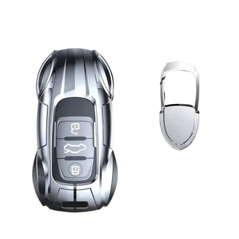 Auto Schlüsselgehäuse Zinklegierung Silber Schlüsselhülle Autotasche Schnalle Autozubehör Für A6L A4L A3 Q3 Q5 Q2L Q5L Q7 Schlüsselhülle Cover(Silver Style c) von Dusibulv