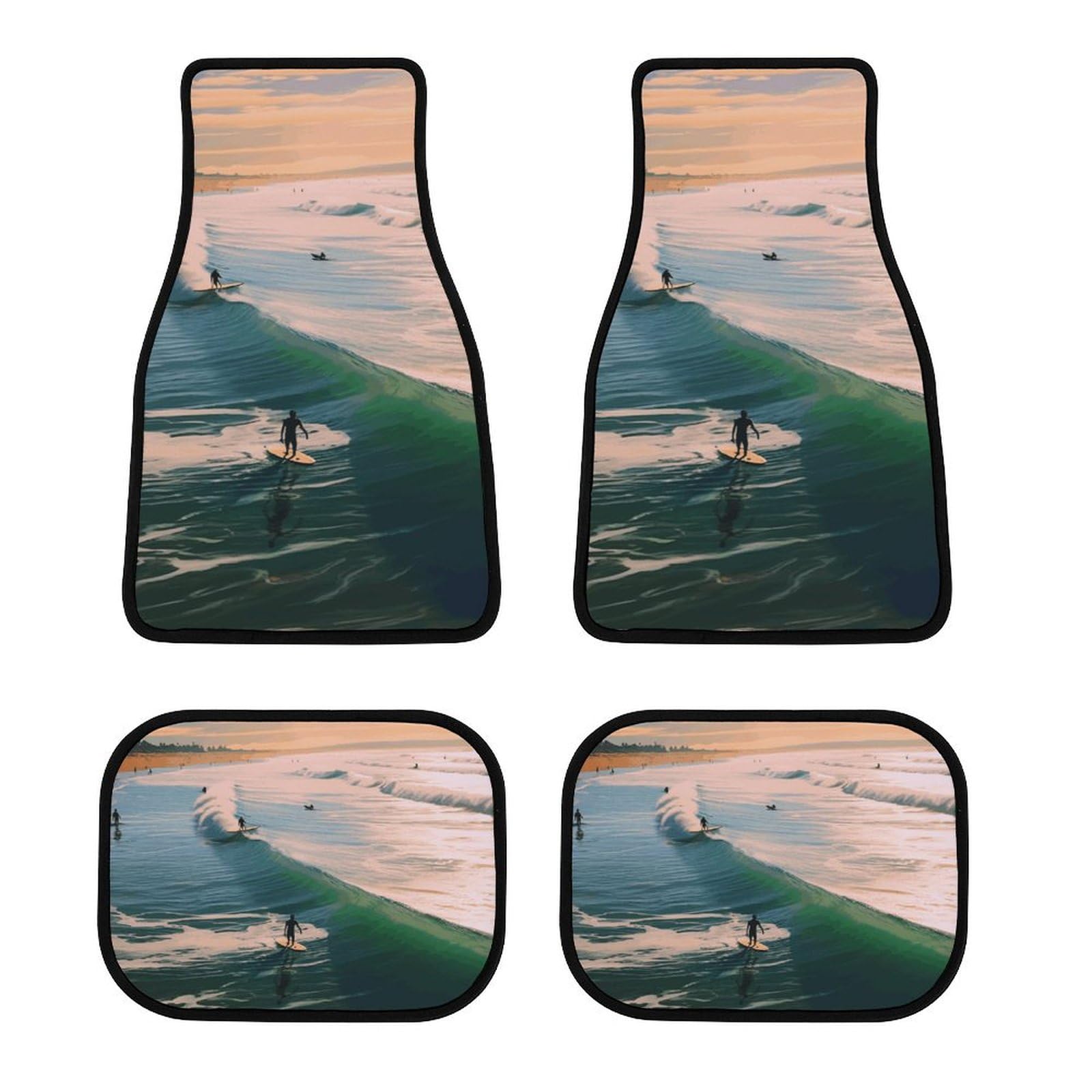 Beach Surf Auto Fußmatten rutschfeste Automatten Set von 4 Stück Wasserdicht Universal Auto Vorne Hinten Fußmatten Auto Fußmatten Auto Fußpolster für SUV Vans LKW Auto Zubehör Dekor von Dwrepo