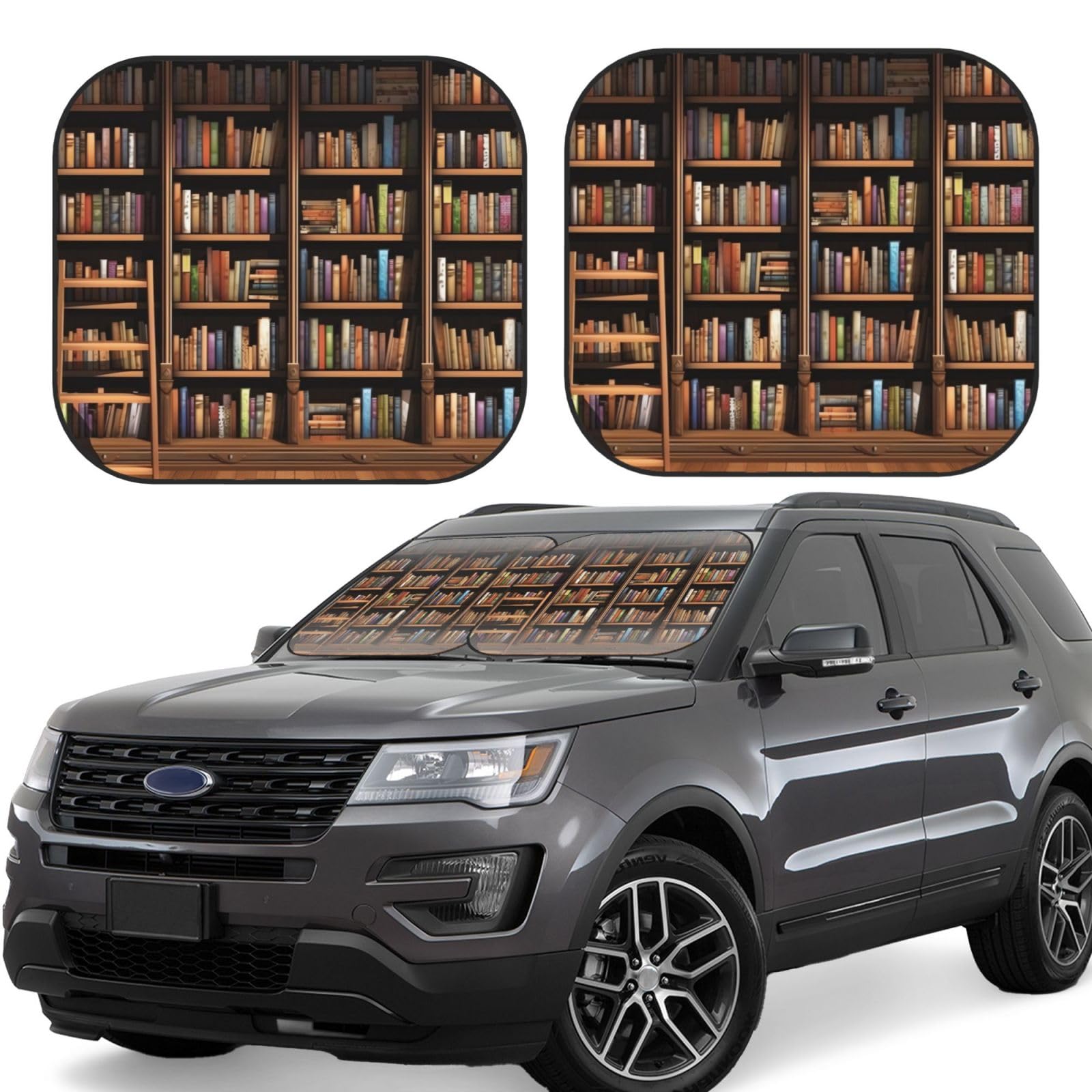 Bibliothek Bücherregal Auto Windschutzscheibe Sonnenschutz 2 Stück Auto Frontscheibe Sonnenschutz Upgrade Auto Sonnenblende Schutz Blöcke Universal Fit Limousinen SUV LKW Innenzubehör Groß von Dwrepo