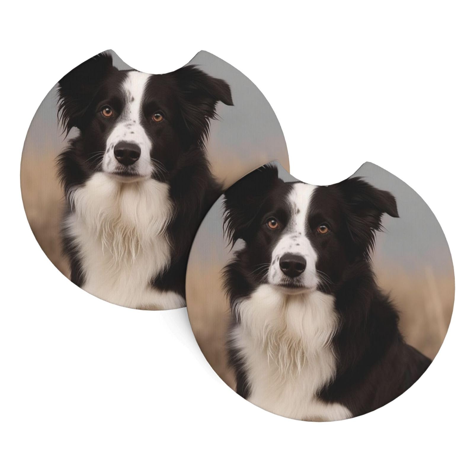 Border Collie Print Auto Getränkehalter Untersetzer 2 Pack Rutschfester Einsatz Auto Untersetzer mit einer Fingerkerbe Gummi Cup Mat Drink Pad Auto Innenzubehör für die meisten Fahrzeuge Büro von Dwrepo