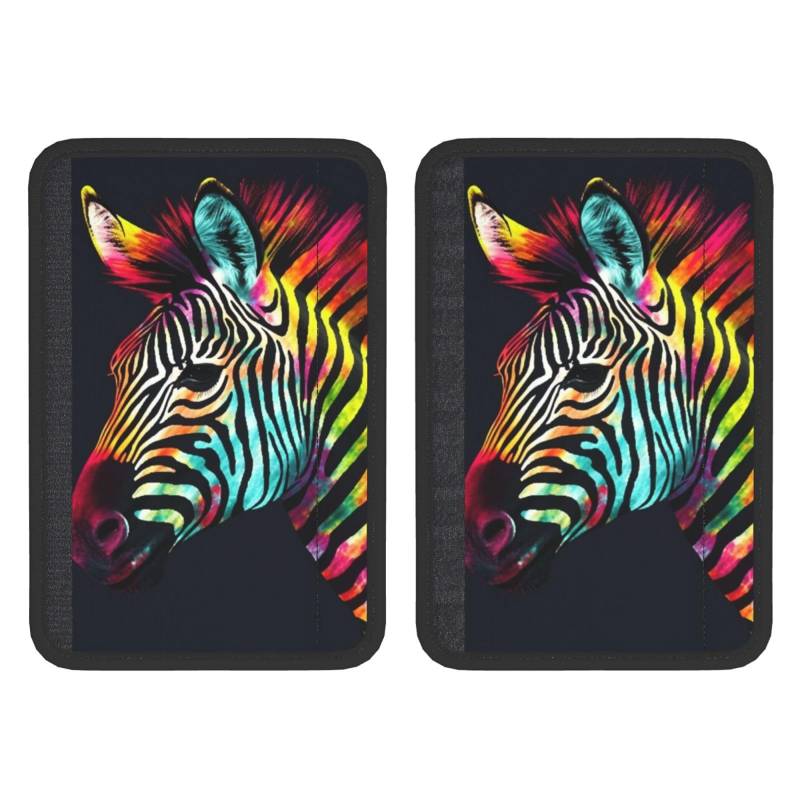 Dwrepo 2 x Auto-Sicherheitsgurtpolster, universal, Sicherheitsgurt-Bezüge, Nacken- und Sicherheitsgurt-Bezüge, weich, bequem, buntes Regenbogen-Zebra-Sicherheitsgurtpolster für Autos/Rucksack von Dwrepo