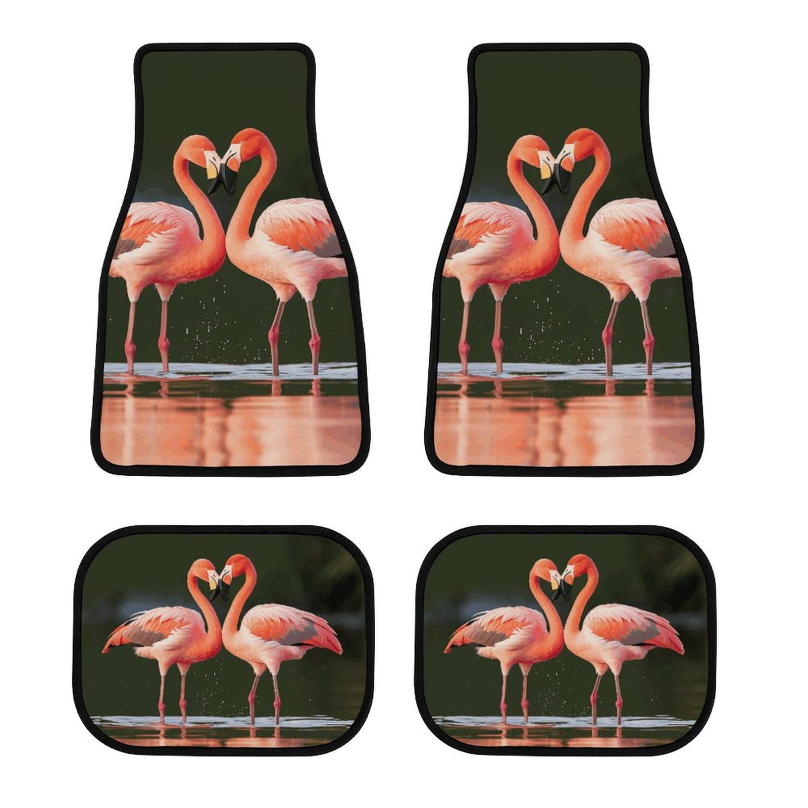 Flamingos Kuss im See Auto Fußmatten rutschfeste Automatten Set von 4 Stück Wasserdicht Universal Auto Vorne Hinten Fußmatten Auto Fußmatten Auto Fußpolster für SUV Vans LKW Auto Zubehör Dekor von Dwrepo