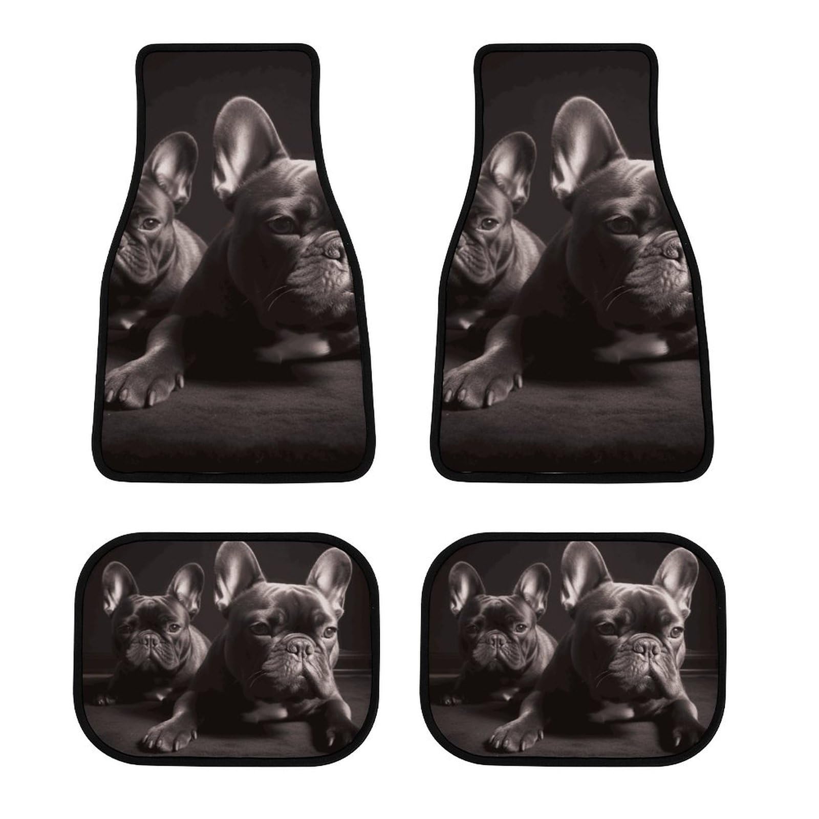 Französische Bulldogge Auto Fußmatten rutschfeste Automatten Set von 4 Stück Wasserdicht Universal Auto Vorne Hinten Fußmatten Auto Fußmatten Auto Fußpolster für SUV Vans LKW Auto Zubehör Dekor von Dwrepo