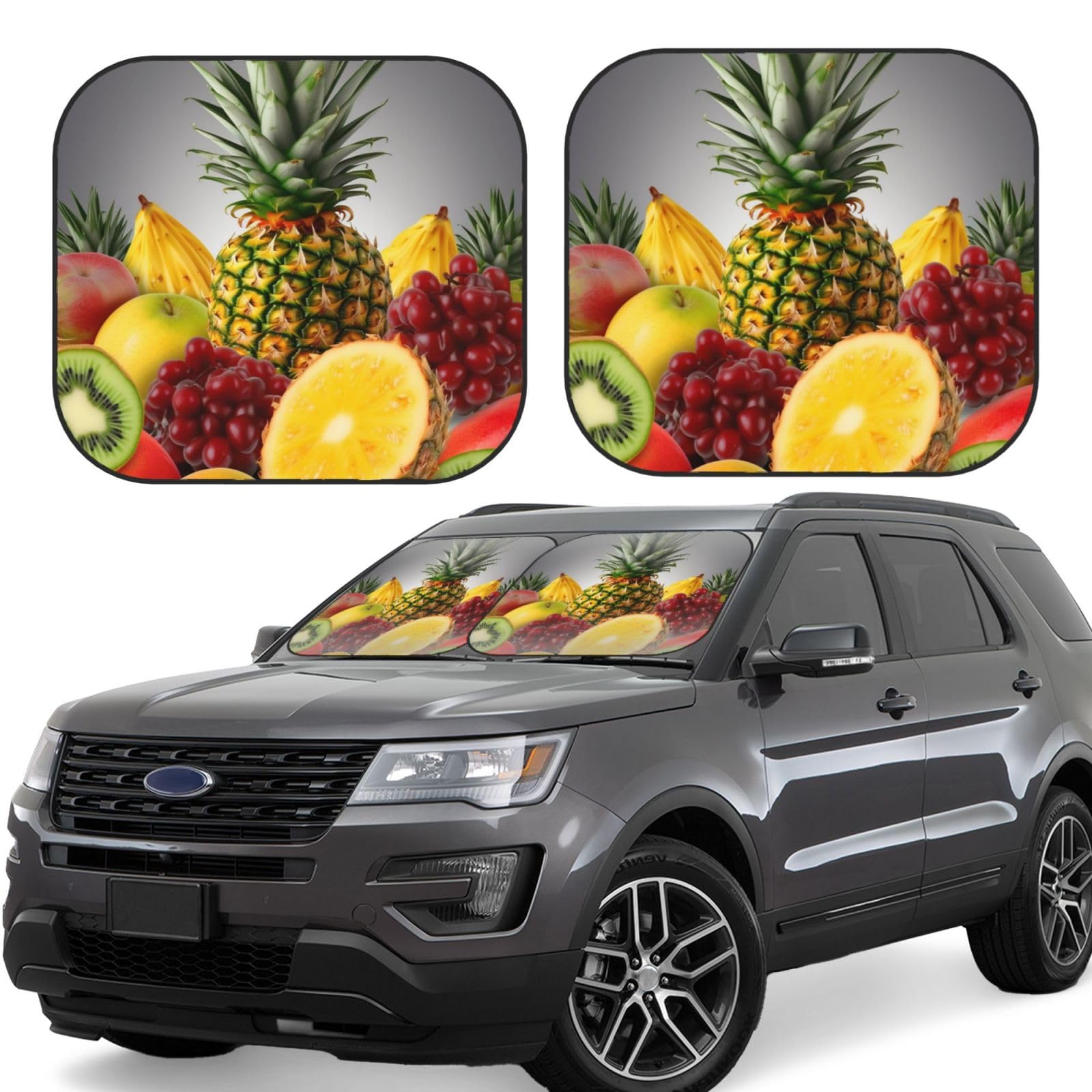 Fresh Fruits Ananas Auto Windschutzscheibe Sonnenschutz 2 Stück Auto Frontscheibe Sonnenschutz Upgrade Auto Sonnenblende Schutz Blöcke Universal Fit Limousinen SUV LKW Innenraum Zubehör Groß von Dwrepo