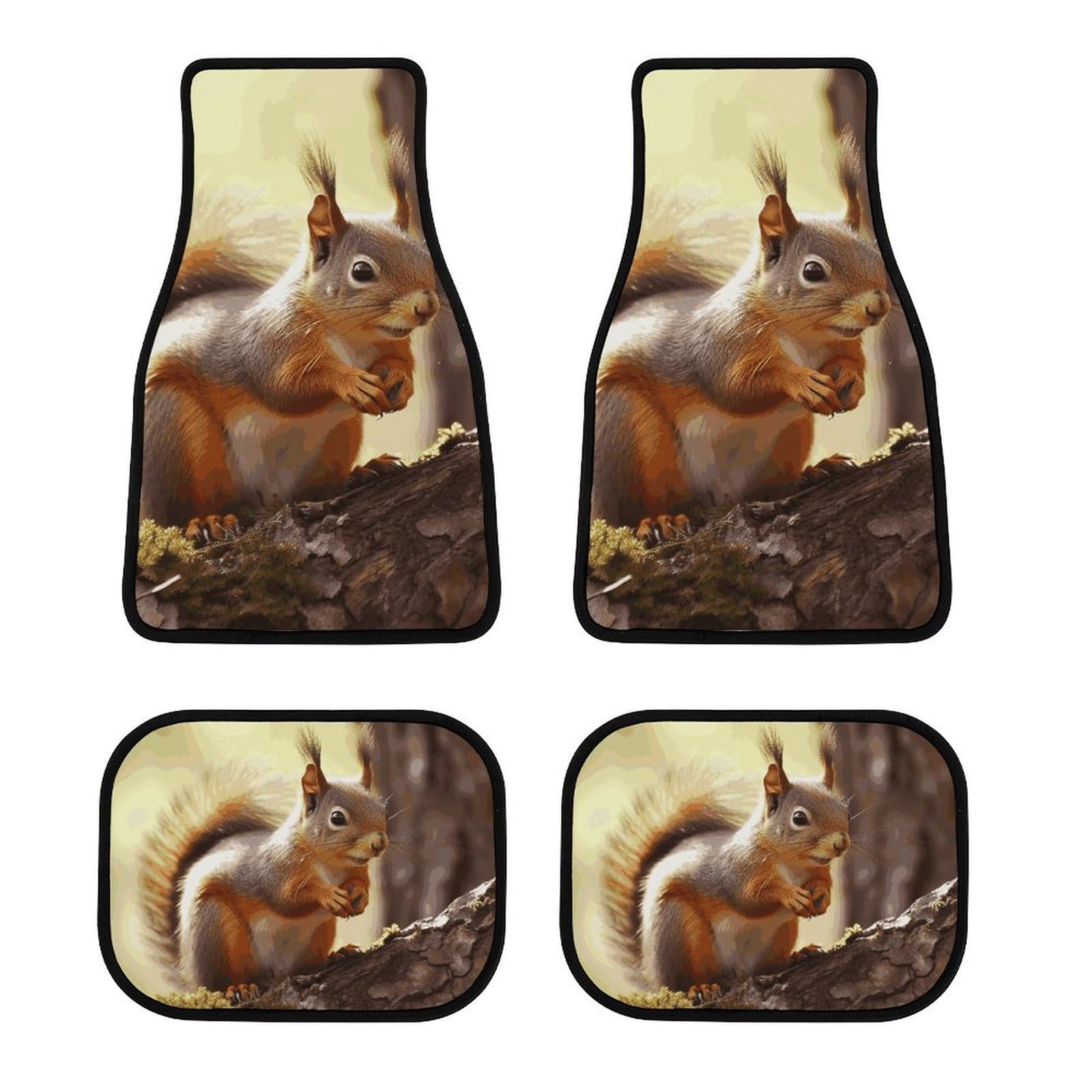 Funny Squirrel Auto Fußmatten Anti Rutsch Automatten Set von 4 Stück Wasserdicht Universal Auto Vorne Hinten Fußmatten Auto Fußmatten Auto Fußmatten für SUV Vans LKW Auto Zubehör Dekor von Dwrepo