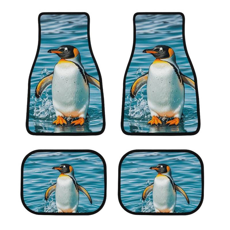 Happy Penguin In The Water Auto Fußmatten rutschfeste Automatten Set von 4 Stück Wasserdicht Universal Auto Vorne Hinten Fußmatten Auto Fußmatten Auto Fußpolster für SUV Vans LKW Auto Zubehör Dekor von Dwrepo