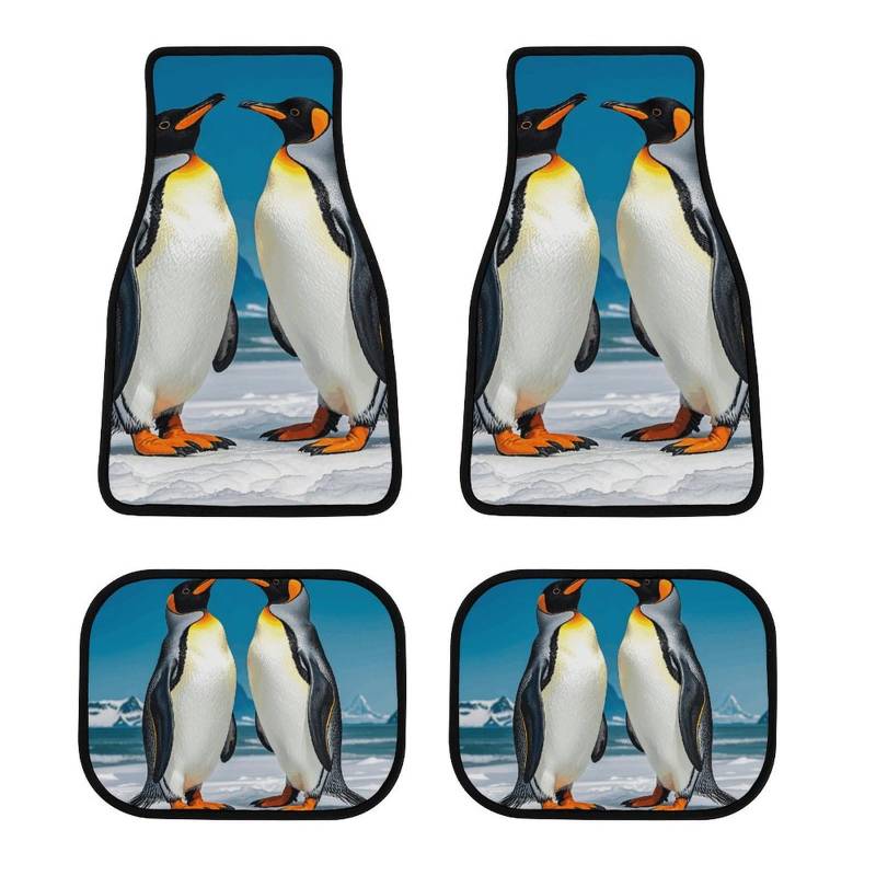 Happy Penguins Auto Fußmatten rutschfeste Automatten Set von 4 Stück Wasserdicht Universal Auto Vorne Hinten Fußmatten Auto Fußmatten Auto Fußpolster für SUV Vans LKW Auto Zubehör Dekor von Dwrepo