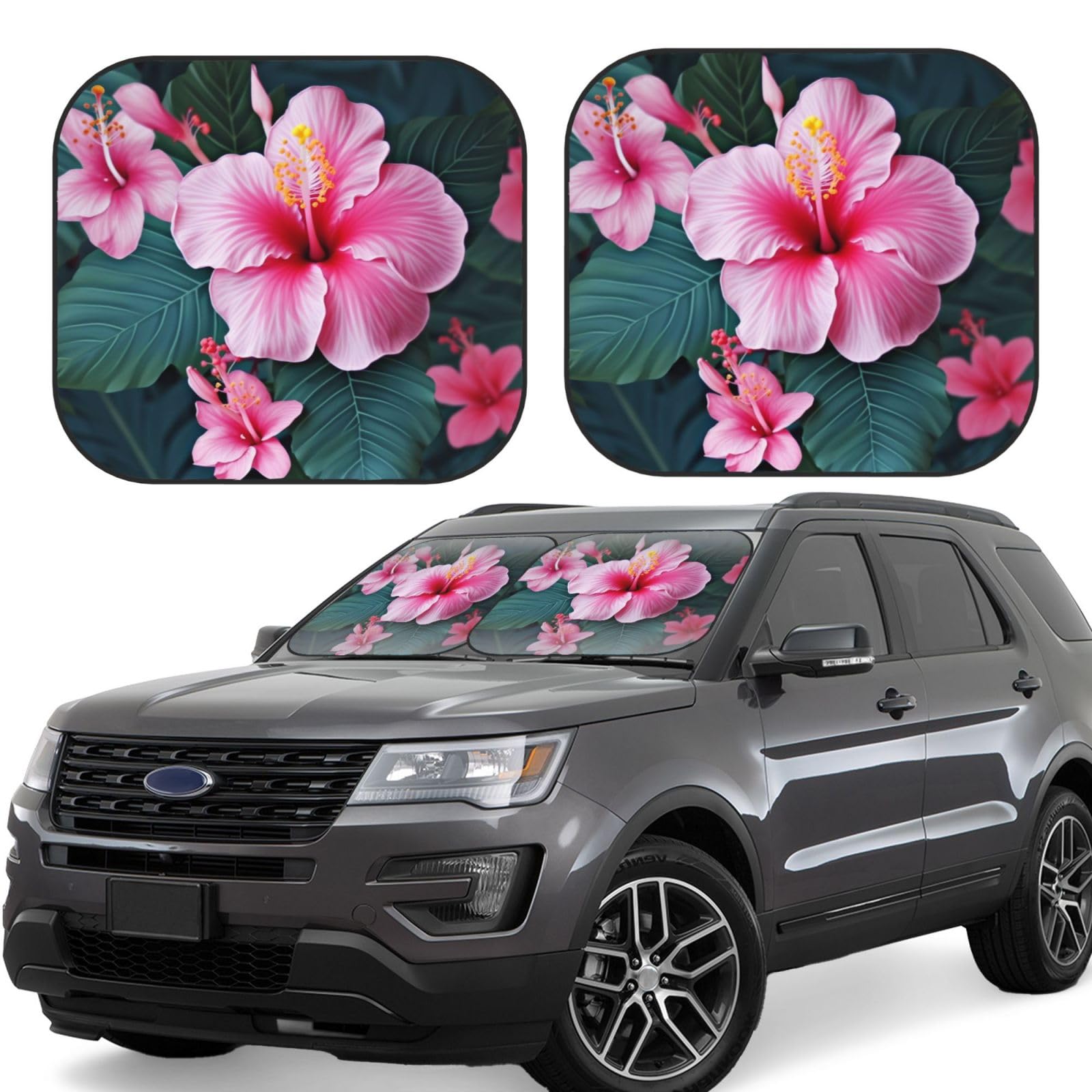 Hawaii Flower Auto Windschutzscheibe Sonnenschutz 2 Stück Auto Frontscheibe Sonnenschutz Upgrade Auto Sonnenblende Schutz Blöcke Universal Fit Limousinen SUV LKW Innenzubehör Klein von Dwrepo