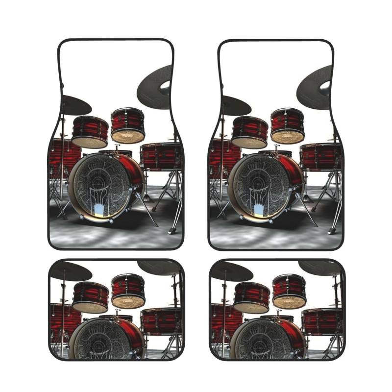 Heavy Duty Auto Fußmatten Set von 4 Stück Universal Auto Vorne Hinten Fußmatten Full Sets Cool Drum Set Auto Matten Rutschfest Auto Fußpolster Allwetter Auto Boden Teppich von Dwrepo