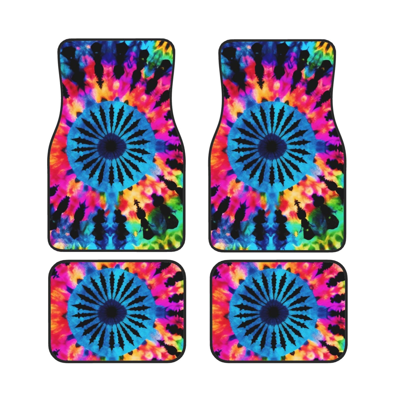 Heavy Duty Auto Fußmatten Set von 4 Stück Universal Auto Vorne Hinten Fußmatten Full Sets Exotic Tribe Tie Dye Stil Auto Matten Rutschfeste Auto Fußpolster Allwetter Auto Boden Teppich von Dwrepo