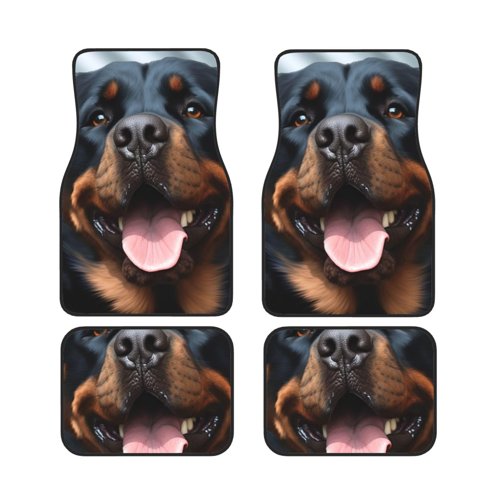 Heavy Duty Auto Fußmatten Set von 4 Stück Universal Auto Vorne Hinten Fußmatten Full Sets Rottweiler Hunde Zunge Kopf Auto Matten Rutschfest Auto Fußpolster Allwetter Auto Boden Teppich von Dwrepo