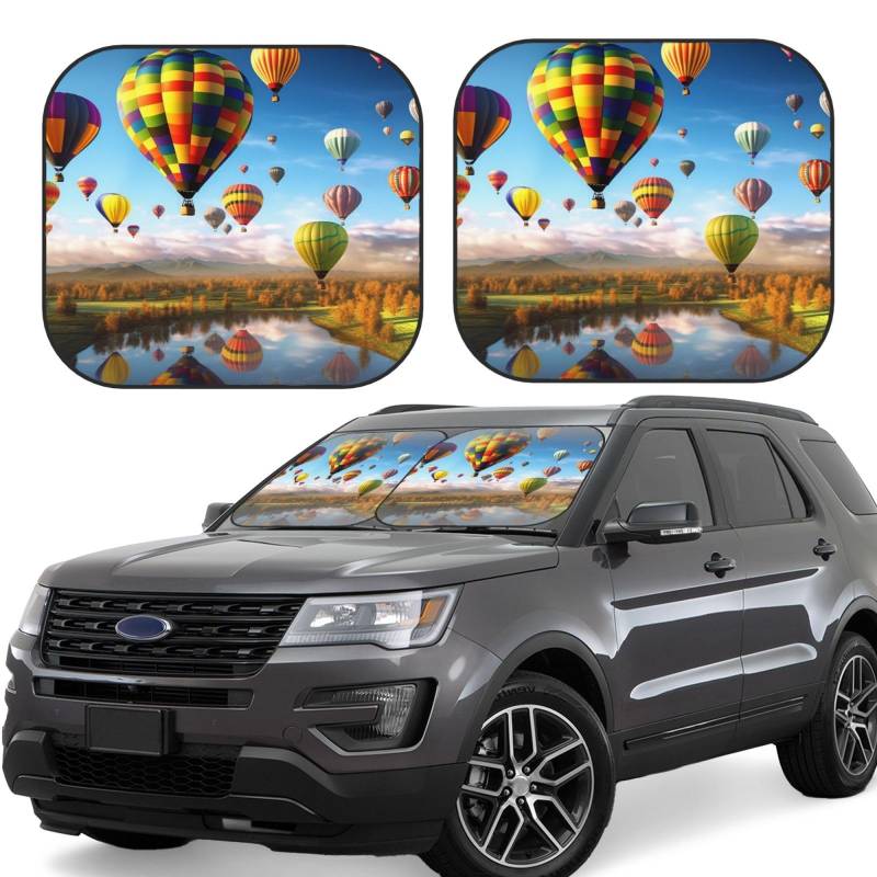 Heißluftballons Auto Windschutzscheibe Sonnenschutz 2 Stück Auto Frontscheibe Sonnenschutz Upgrade Auto Sonnenblende Schutz Blöcke Universal Fit Limousinen SUV LKW Innenzubehör Klein von Dwrepo