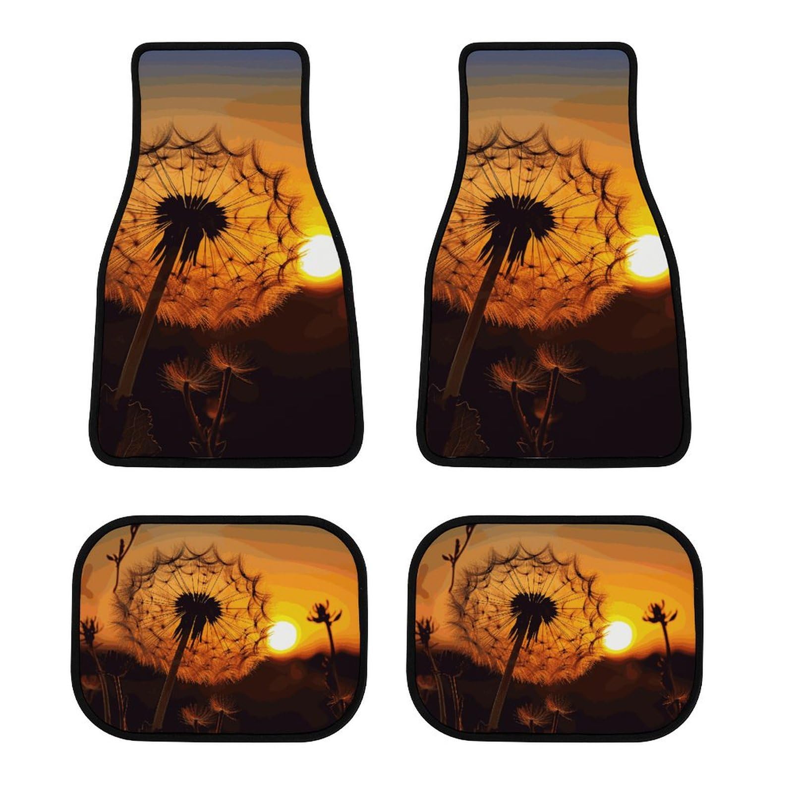 Sunset Pusteblume Auto Fußmatten rutschfeste Automatten Set von 4 Stück Wasserdicht Universal Auto Vorne Hinten Fußmatten Auto Fußmatten Auto Fußpolster für SUV Vans LKW Auto Zubehör Dekor von Dwrepo